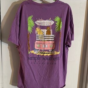 Simply Southern Purple Short Sleeve Tee with Tropical Design